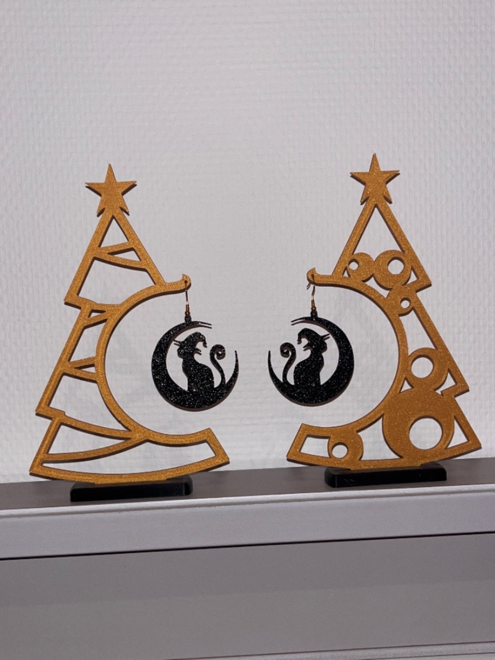 Black Cat Moon Earrings